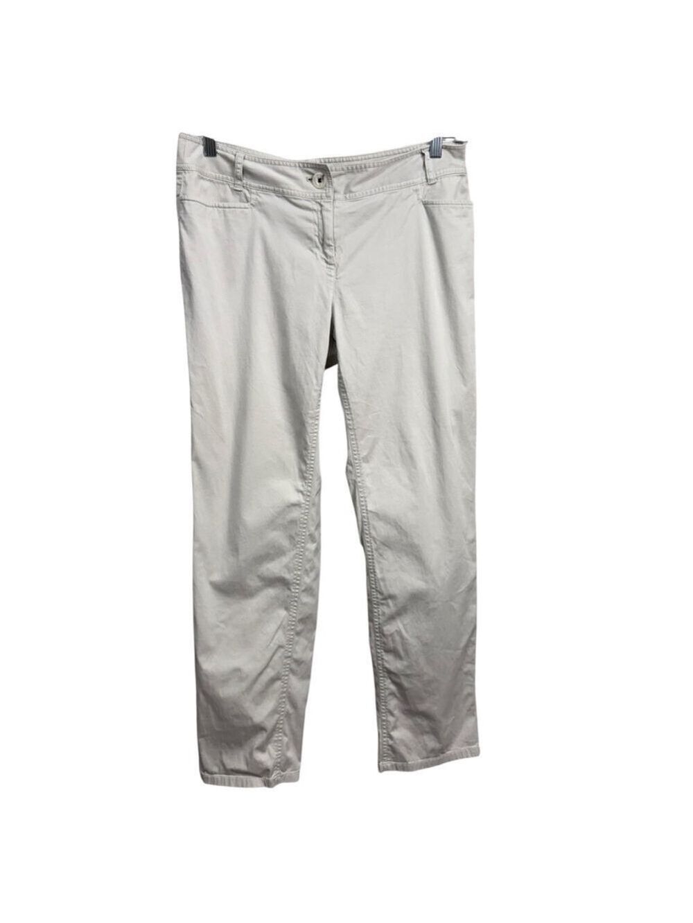 J Jill Women's Khaki Stretch Pants Size 10 Beige Cotton Blend Straight Leg